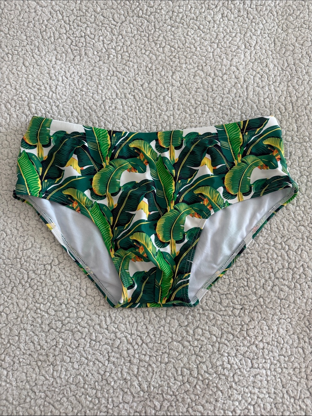 Taddlee Men's Green Tropical Leaf Swim Trunks